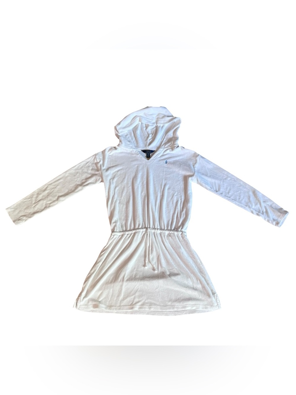 Polo Ralph Lauren Girl's Hooded Terry Cover Up White Size Large 12-14 Excellent